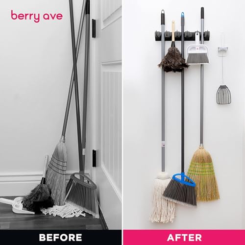 Broom Holder Wall Mount (1 Pack / Black)