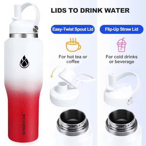40oz Stainless Steel Water Bottle (White&Rose Red-A / 40 Ounces)
