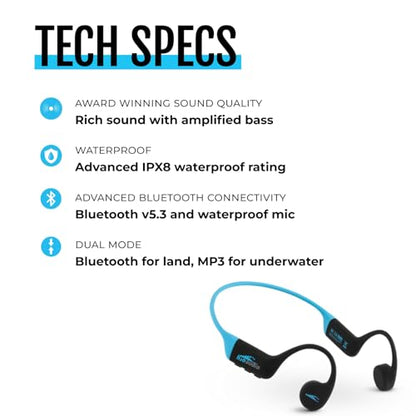TRI 2 Multisport Waterproof Bone Conduction Open Ear Headphones (TRI 2 Blue)