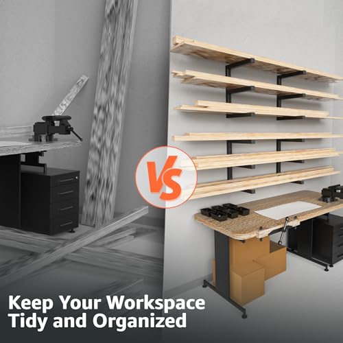 Wood Organizer and Lumber Storage Rack Wall Mount (1Black - 6 Level)