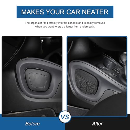 Center Console Hanging Organizer Storage Bag Gear Shift Storage Bag Compatible with Mercedes Benz Smart 453 Fortwo Forfour 2016 (Black)