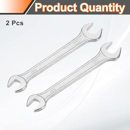 2pcs Double Open End Wrench 9mm x 11mm Metric 15 Degree Offset Angle Small Flat Head Wrench Galvanizing Open Ended Spanner for Automotive Repair Furniture Assembly (9mm x 11mm)