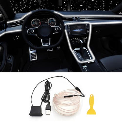 EL Wire Interior Car LED Lights (White / 5M/16.5FT)