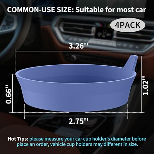 Car Cup Holder Coasters [4 Pack] Silicone Cups Mats (4pack-nave Blue)