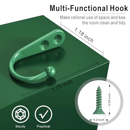 15 Pack Green Wall Mount Hooks for Hanging Coats & Towels (15PCS Mint Green Hooks)