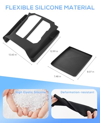 2PCS Silicone Center Console Organizer for 2026 Toyota RAV4 Accessories (Shift Panel-Console Mat)