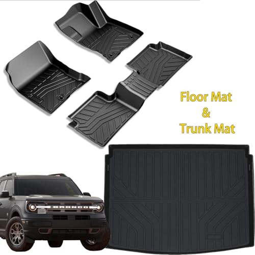 Floor Mats & Trunk Mat for 2021 (2021-25|For Bronco Sport|1st&2nd Row & Cargo)