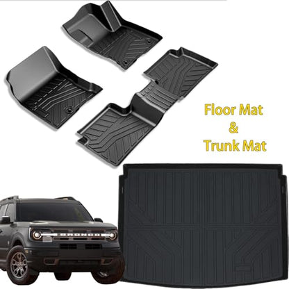 Floor Mats & Trunk Mat for 2021 (2021-25|For Bronco Sport|1st&2nd Row & Cargo)