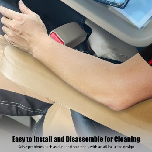 2PC Car Front Seat Armrest Covers (Beige-2PC)