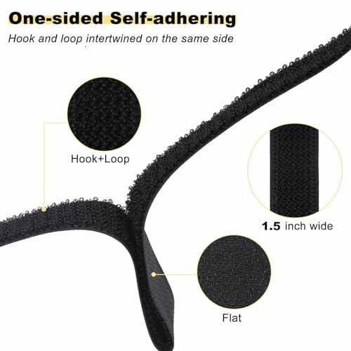 1.5"x16ft Hook and Loop Straps with 15 Metal Buckles (1.5in x 16ft Black)