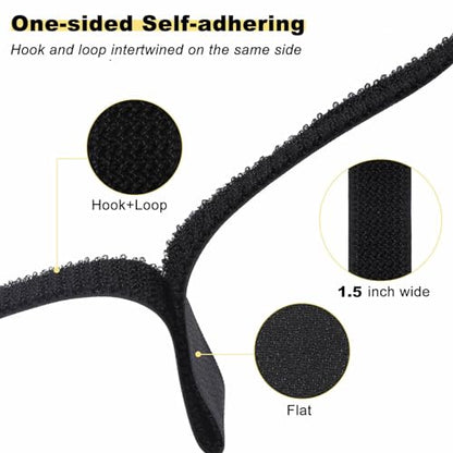 1.5"x16ft Hook and Loop Straps with 15 Metal Buckles (1.5in x 16ft Black)