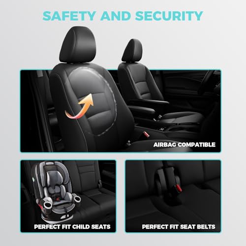Seat Covers for Honda Pilot 2016 (Black / 8 Seats - EX-L,SE,TOURING,SPORT 2016-2022)