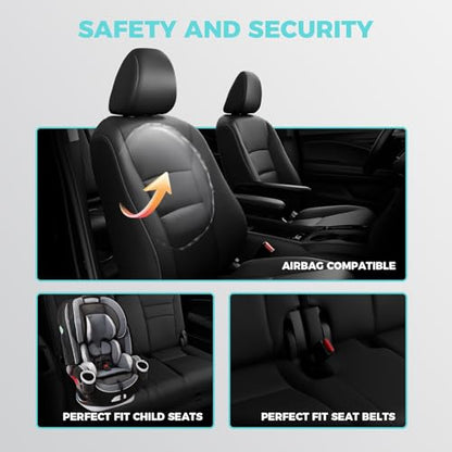 Seat Covers for Honda Pilot 2016 (Black / 8 Seats - EX-L,SE,TOURING,SPORT 2016-2022)