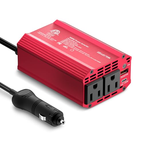 300W Power Inverter DC 12V to 110V AC Car Outlet Adapter with USB (Red)