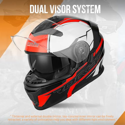 Modular Motorcycle Helmets Full Face Flip up Street Bike Motorcycle Helmet for Unisex Adult Rocket Black (Rocket Black / X-Large)