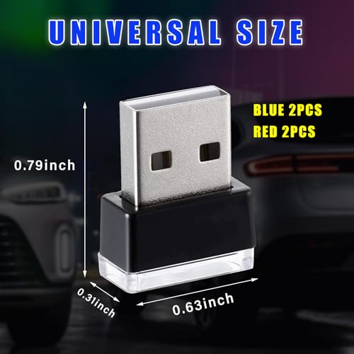 4 PCS USB LED Car Interior Atmosphere Lamp (Red & Blue)