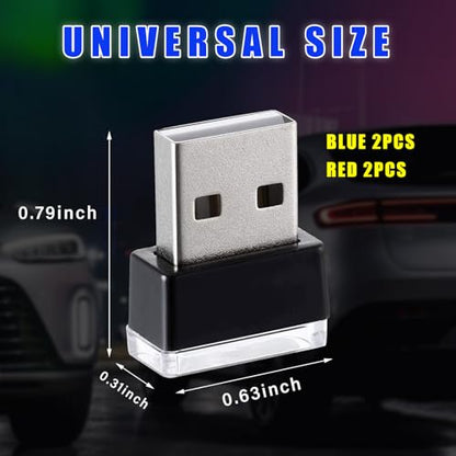 4 PCS USB LED Car Interior Atmosphere Lamp (Red & Blue)