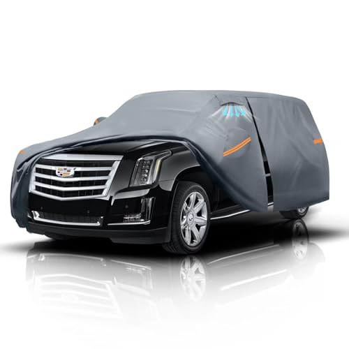 Large SUV Car Cover for Cadillac Escalade 100% Waterproof All Weather (SUV Car Cover / Custom Fit Cadillac Escalade)