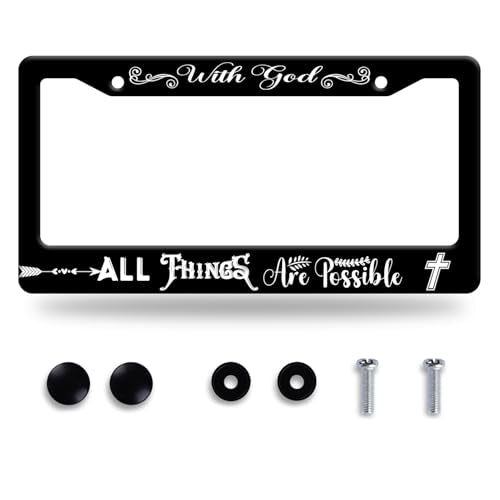 with God All Things are Possible License Plate Frame Stainless Steel Decora (with God All Things are Possible)