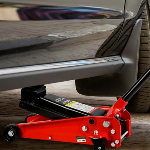 3 Ton Low Profile Floor Jack (Red - 3 Ton(Single Pump), Lift 5.1"-20")