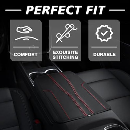 Armrest Cover for GMC Acadia 2024 (19) 24+ |Acadia&Traverse| Black/Red Trim, Regular)