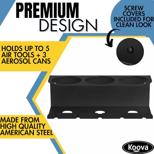 Wall Mount Air Tool Holder with 3 Aerosol Can Storage (Airtool + 3 Can)