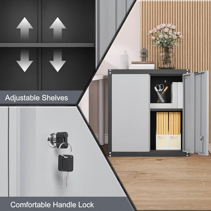 Garage Wall Cabinet (27.95"H Wall Cabinet / Black&grey)