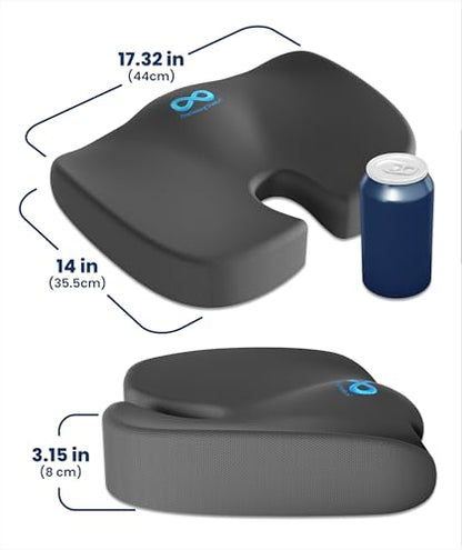 Doctor Recommended Memory Foam Seat Cushion for Office Chairs & Car (Gray / Large)