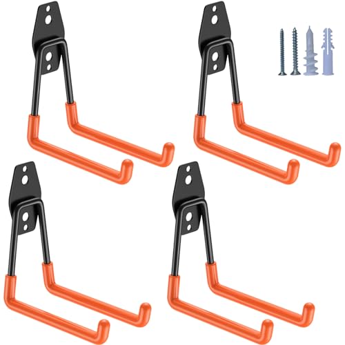 Garage Hooks Heavy Duty 4 Pack (5.1inch U Hook / Orange Medium U Hook)