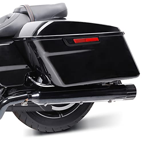 Motorcycle Saddlebags Hard Saddle Bags For Harley Touring 2014 (Standard-Vivid Black W/ Black Latches)