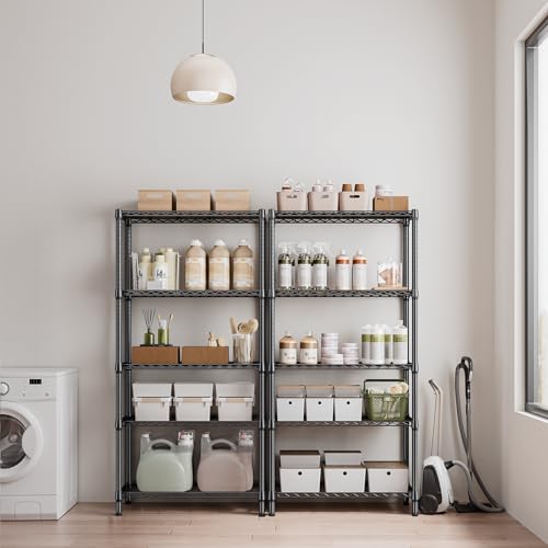 1250 lbs 5 Tier Shelf Metal Storage Shelves Shelving Wire Rack Heavy Duty Closet Organizers for Garage Kitchen Bathroom Laundry Black 15.7" D x 33.5" W x 68.5" H (5 tier, 15.7" D x 33.5" W x 68.5" H / Black)