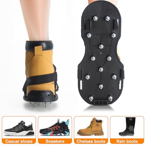 Epoxy Floor Spiked Shoes Fully Assembled Gunite Spiked Shoes with 3 (Fine Black / Large 1 Pair)