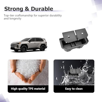 2026 RAV 4 Center Console Cup Holder Compatible with 2026 RAV 4 Premium TPE Cup Holder Hidden Secondary Storage Box Spill