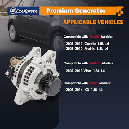 Ezexpreze Alternator 11385N Replacement for 1.8L L4 Toyota Corolla 2009 (11385N)