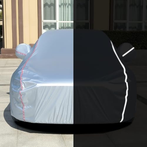 Hard Shell Oxford Material Door Shape Zipper Design Waterproof UV (Silver-Red / 2L：for Hatchback(Lenght 160"-170"))