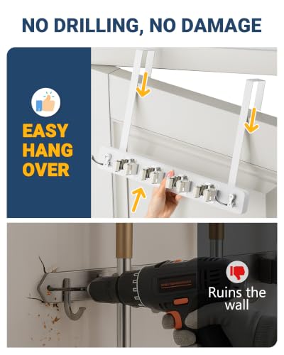Broom Holder Door Mount (White)