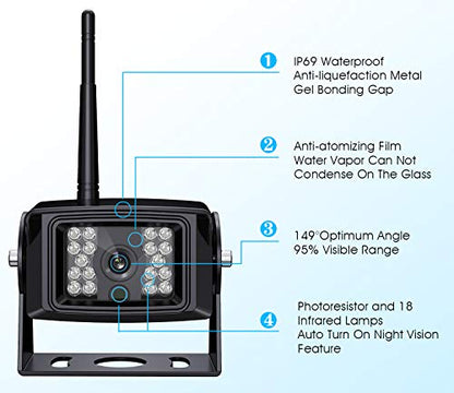Wireless Backup Camera System Kit for Rv (Black+Silver / 7-inch + 1 Wireless Camera)