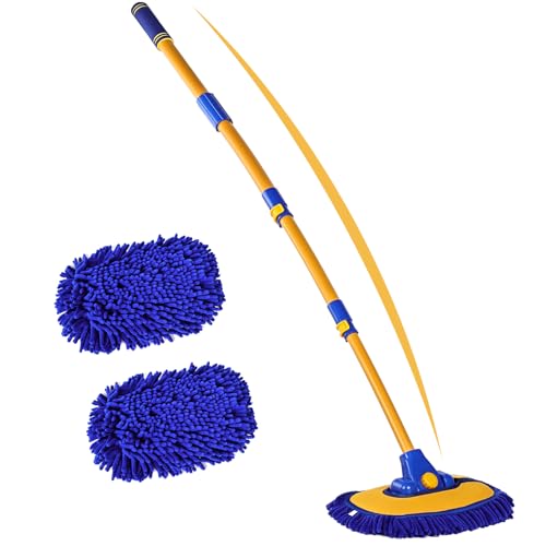 56.7" Car Wash Brush Mop Kit Mitt Sponge with Long Handle Car Cleaning Supplies Kit Tools Car Washing Duster Exterior Scratch Free (Blue)