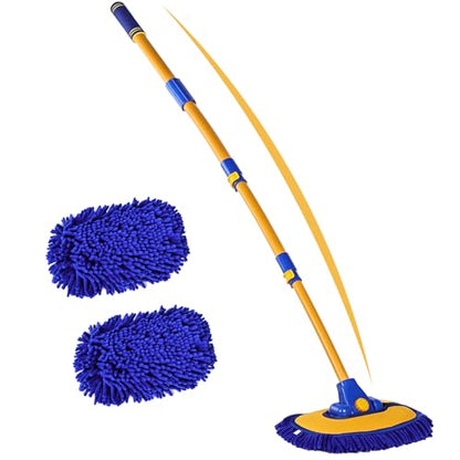 56.7" Car Wash Brush Mop Kit Mitt Sponge with Long Handle Car Cleaning Supplies Kit Tools Car Washing Duster Exterior Scratch Free (Blue)