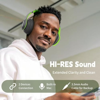 Wireless Bluetooth Headphones Over Ear V6.0 HiFi Stereo with Mic (Green)