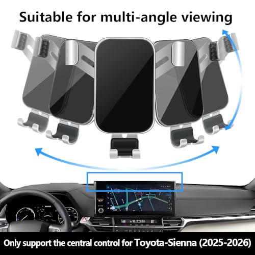 Car Phone Holder Center Console Organizer Tray for Toyota Sienna 2025 2026 [ 12.3 inch Touch Screen ]Auto Interior Accessories Best Cell Phones Mount Mobile CellPhone Stand Dashboard Storage Accessory ([Tray&phone holder]for Toyota Sienna 25-26[12.3in])