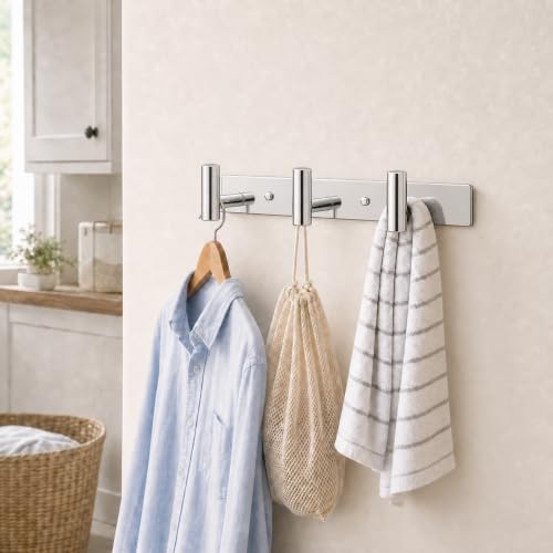Wall Mounted Coat Rack ("T" Shape 3 Hooks - 1 Pack / Glossy)