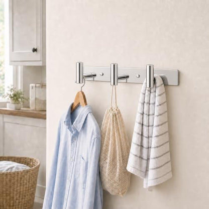 Wall Mounted Coat Rack ("T" Shape 3 Hooks - 1 Pack / Glossy)