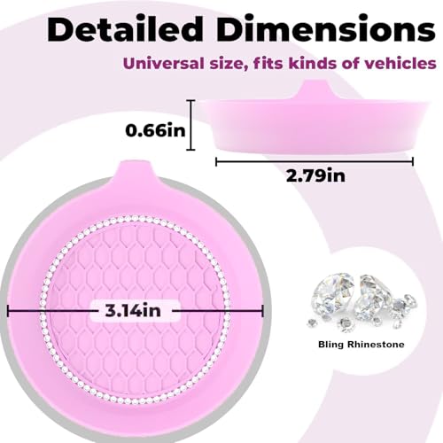 2 PCS Car Cup Coasters (Pink*2PCS / With Diamonds)