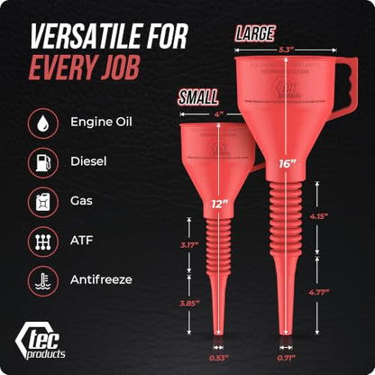 FlexAll Long Flexible Oil Change Funnel (Red / Small)
