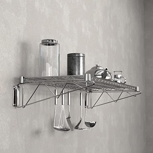 18" x 48" Chrome Wire Wall Mount Shelf (Chrome / 18" x 48")