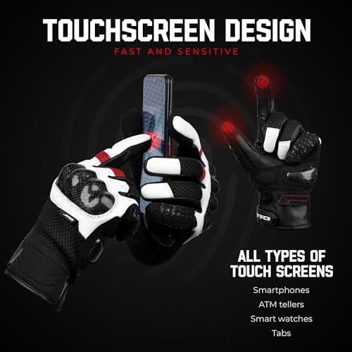 Leather Motorcycle Gloves for Men (White / XX-Large)
