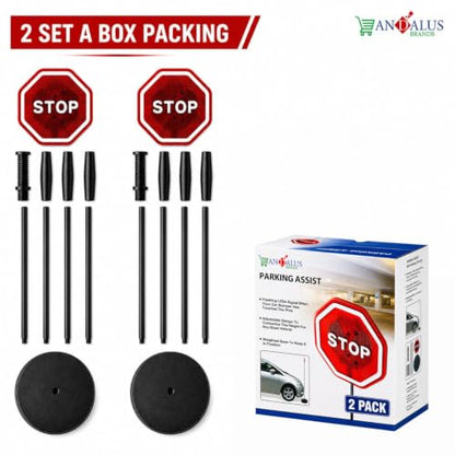Flashing LED Stop Sign Garage Parking Assistant System (Black & Red - 2 Pack)