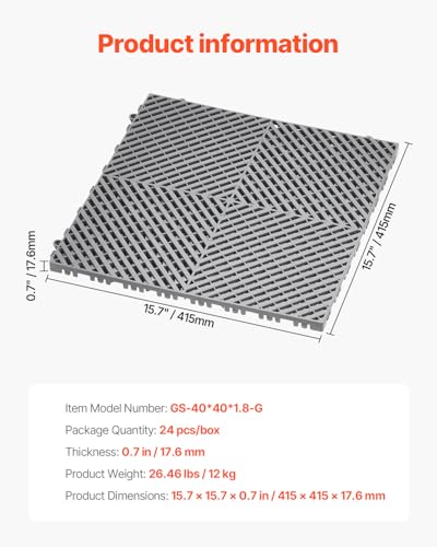Interlocking Drainage Mat (Grey / 15.7 x 15.7 inch)