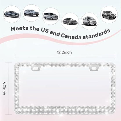 2 Pack License Plate Frames for Women (White (2PCS))